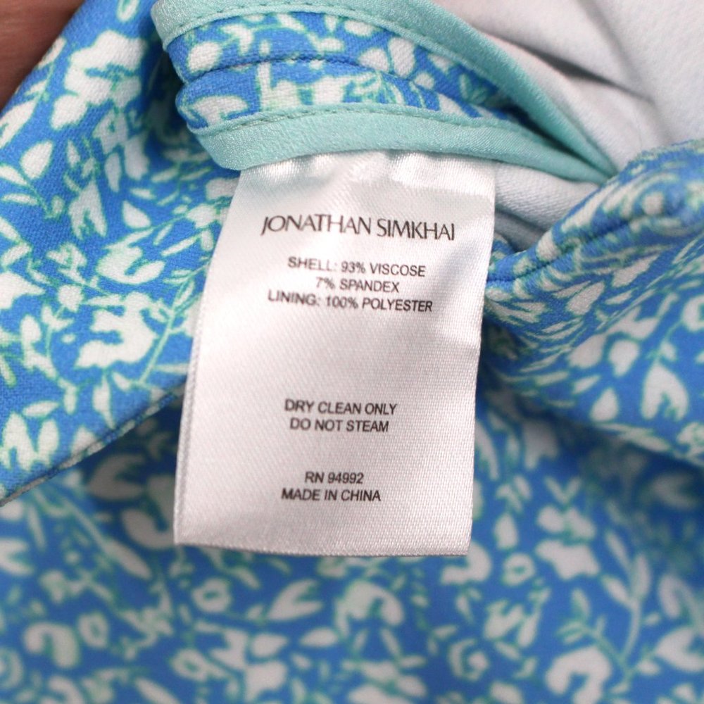 Jonathan Simkhai Owen Ditsy Blue White Floral Crepe Jumpsuit Pants 4 NWT - Picture 10 of 11
